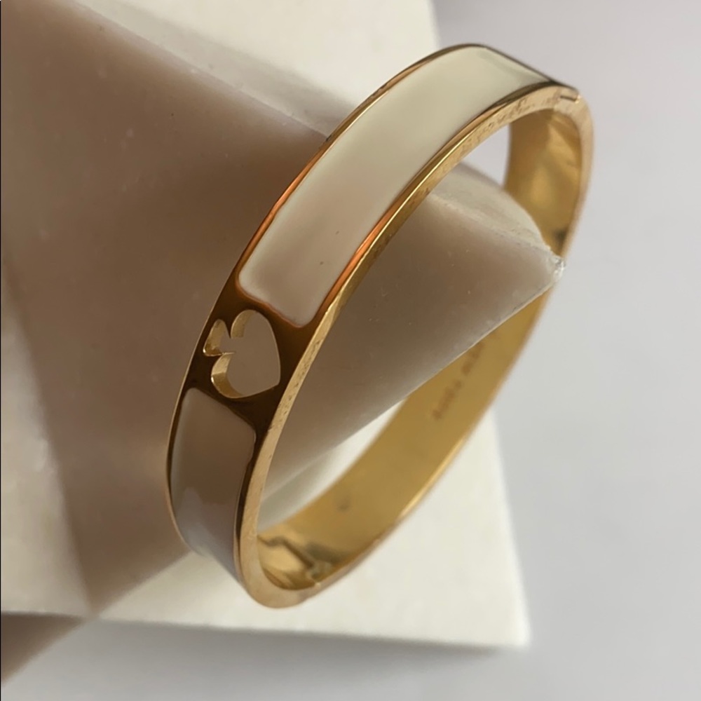 Kate Spade Ivory White Enamel Gold Bangle Bracelet